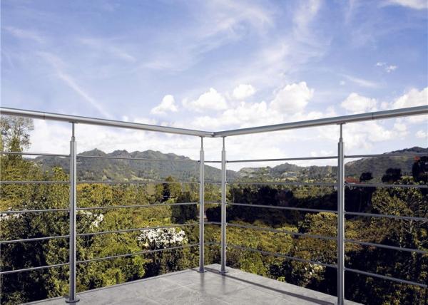 Quality Round Stainless Steel Stair Railing Systems For Prefabricated Modern Balcony for sale