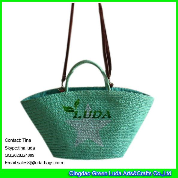 Quality LUDA designer straw beach bags star painted wheat straw tote bag for sale