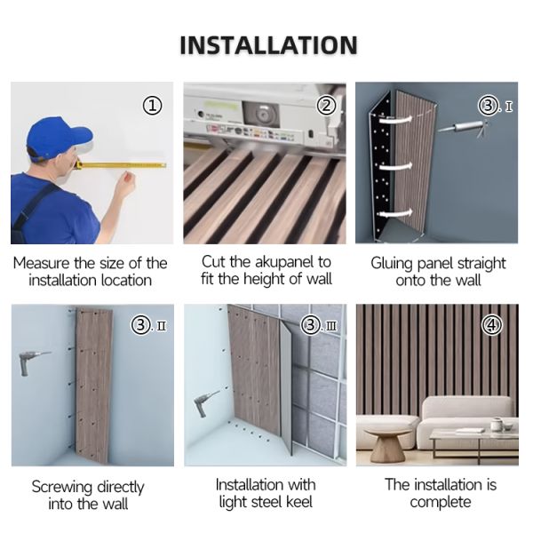 Wooden Slat Acoustic Panels for Sound Absorption Decorative Interior Wall Covering for Living Room Bedroom Office