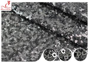 China Shiny Embroidered Black Sequin Mesh Fabric For Party Evening Dress R&D Available on sale