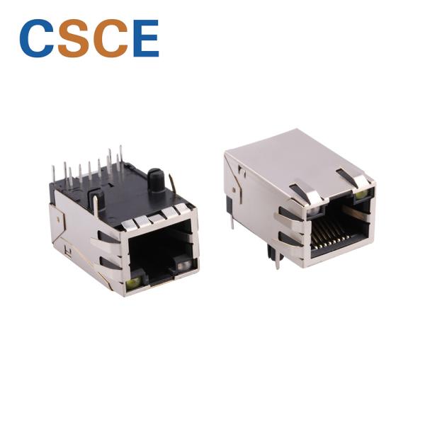 Quality Tab Down RJ45 Single Port , Shielded RJ45 Jack With Yellow / Green LEDs for sale