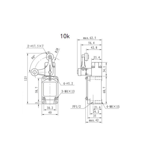 High Temperature Industrial Limit Switches Thermoplastic Roller Lever Mental Cast