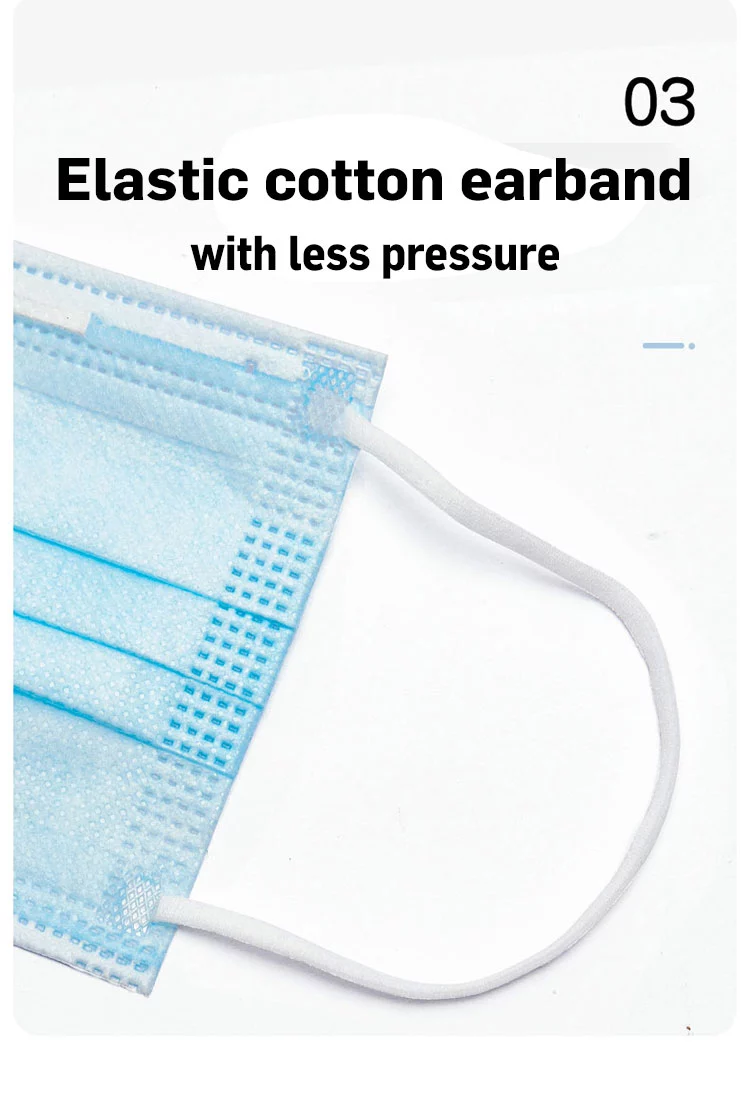 Breathable Disposable Mouth Mask 3 Layer Anti Dust Earloop Non Irritating