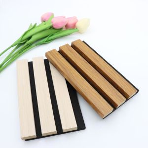 Wood Veneer Luxury Acoustic Panels Fabric Wooden Grooved Fluted