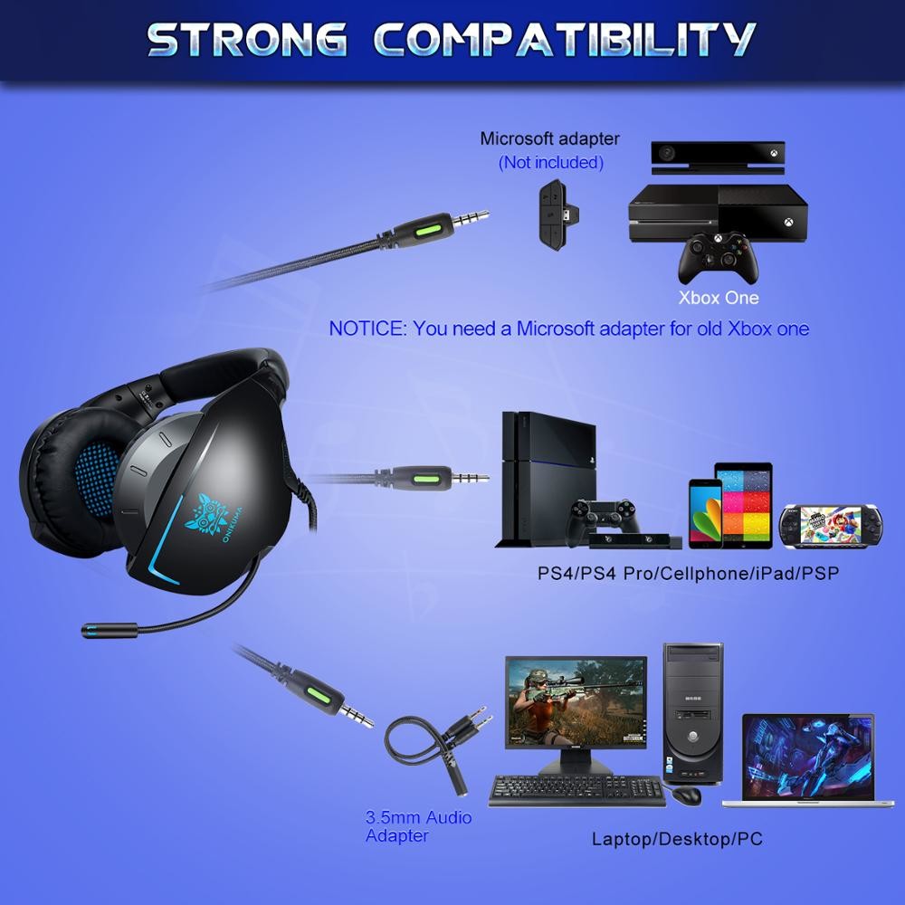 Dynamic Stereo 2.2m Onikuma K7 Gaming Headset For Computer