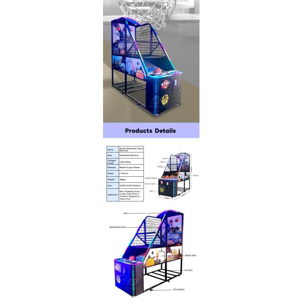 Amusement park coin operated electronic arcade basketball arcade game machine