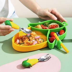 Buy cheap Divided Corn Plate Set Silicone Baby Feeding Set Non Slip Suction Base product