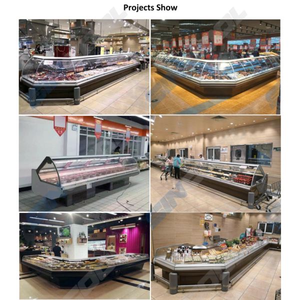 90 Degrees Corner Refrigerated Self Service Counter For Meat And Cheese