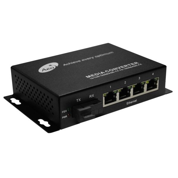 10/100Mbps 4 Port Ethernet Switch Fiber To Rj45 Converter CBIT VLAN Support