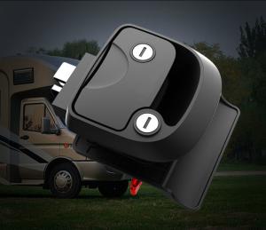 Caravan RV Door Lock Latch Garage Black Plastic With Brass Key