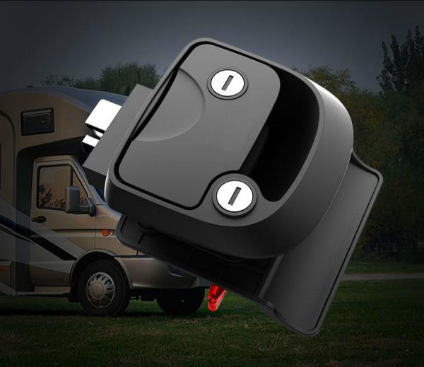 Quality Caravan RV Door Lock Latch Garage Black Plastic With Brass Key for sale