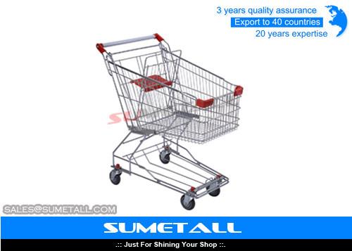 Quality 125L Metal Shopping Cart Shopping Trolley With Base Tray For Superstores for sale