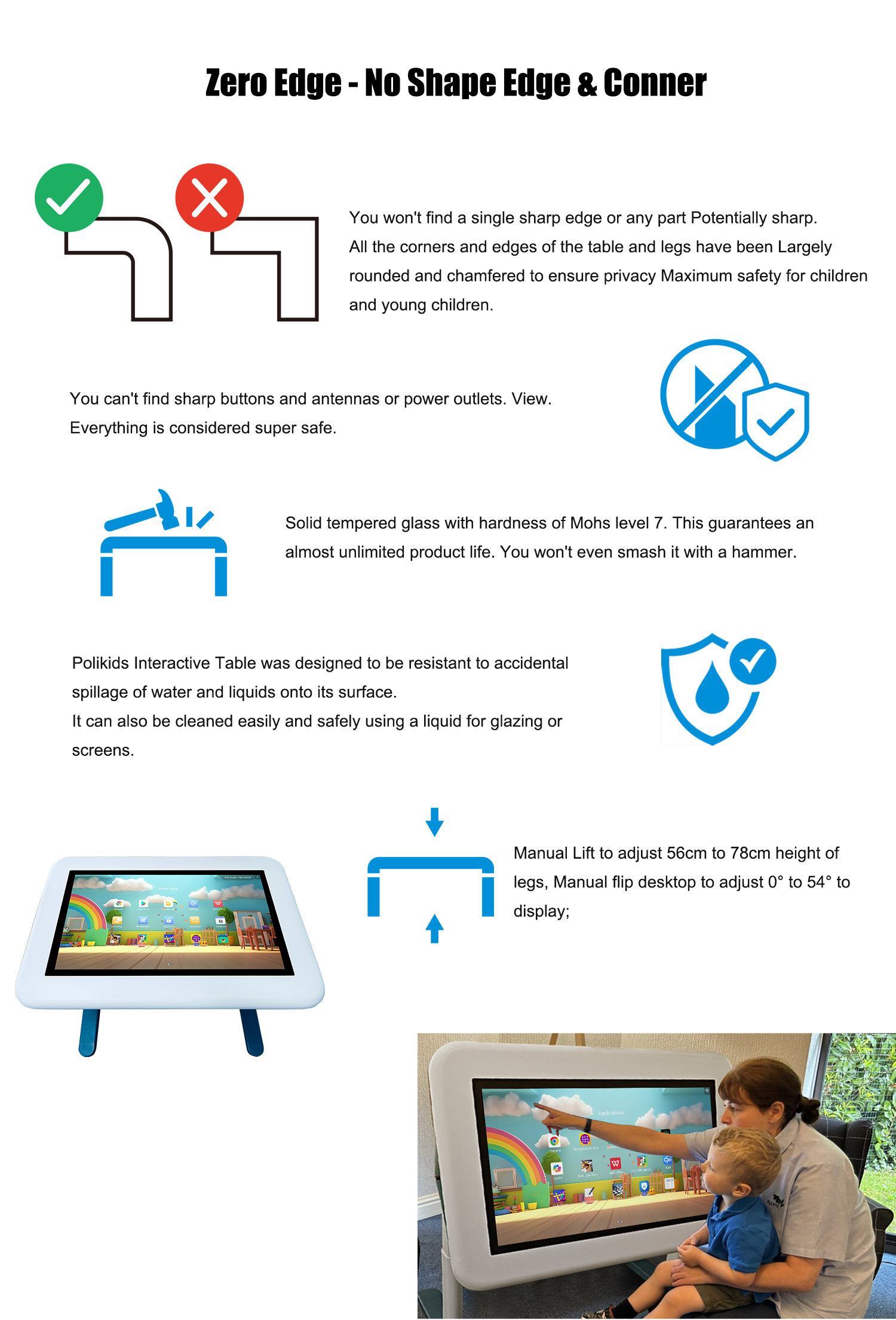 Multiple Player Android Interactive Game Table 32" 1080P for Nursery