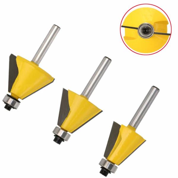 Yellow Color Woodworking Router Bits / Chamfer Edge Forming Router Bits 1 / 4"
