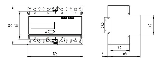 5A CT 3 Phase 4 Wire Active & Reactive Din Rail KWH Meter for AMR System
