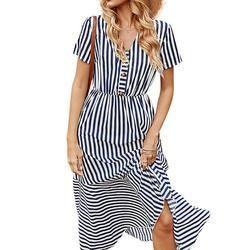 Buy cheap Fancy Beach Loose Short Sleeve Maxi Dresses Plain Dyed Square Collar product