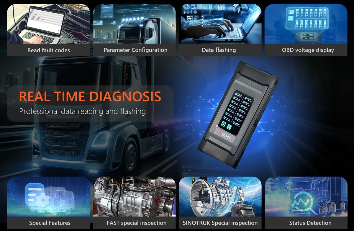 Xtruck Chassis Inspection with Getac Tablet ZF Function Reading Code for Heavy Duty Truck FAST SINOTRUK Eaton ZF WABCO