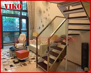 Buy cheap Double Steel Plate Staircase VK23S Railing tempered glass, Stringer,carbon 304 Stainless Steel product