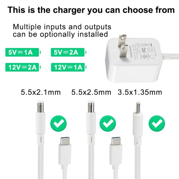 12V 3A Type C Power Adapter 36W USB-C Charger with Global Input