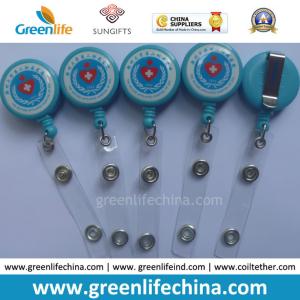 China Plastic Sky Blue Retractable ID Card Clip Badge Holder Reel on sale
