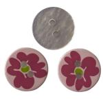 Colorful Flowers Silk Printed Fancy Plastic Buttons With 2 Hole In 26L For