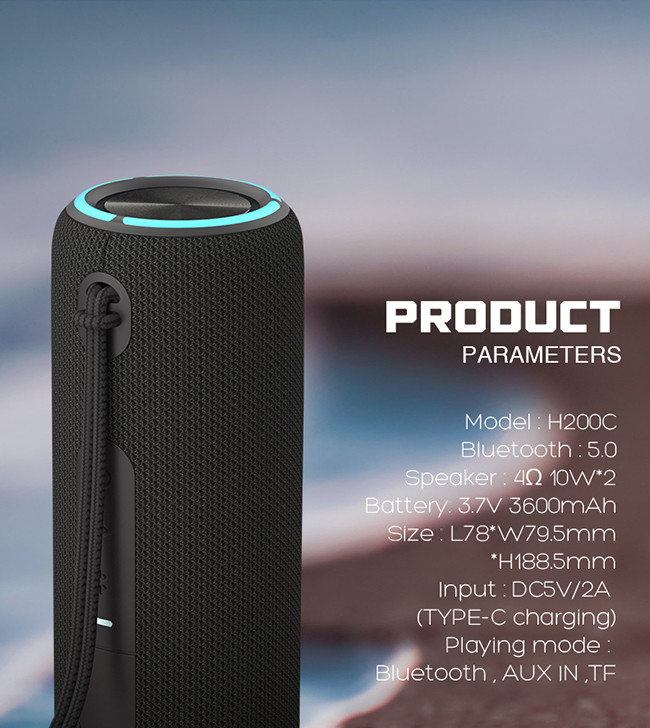 7.6 X 8 X 18 Cm Wireless Fabric Speaker 10 - 30m Ozzie Bluetooth Speaker