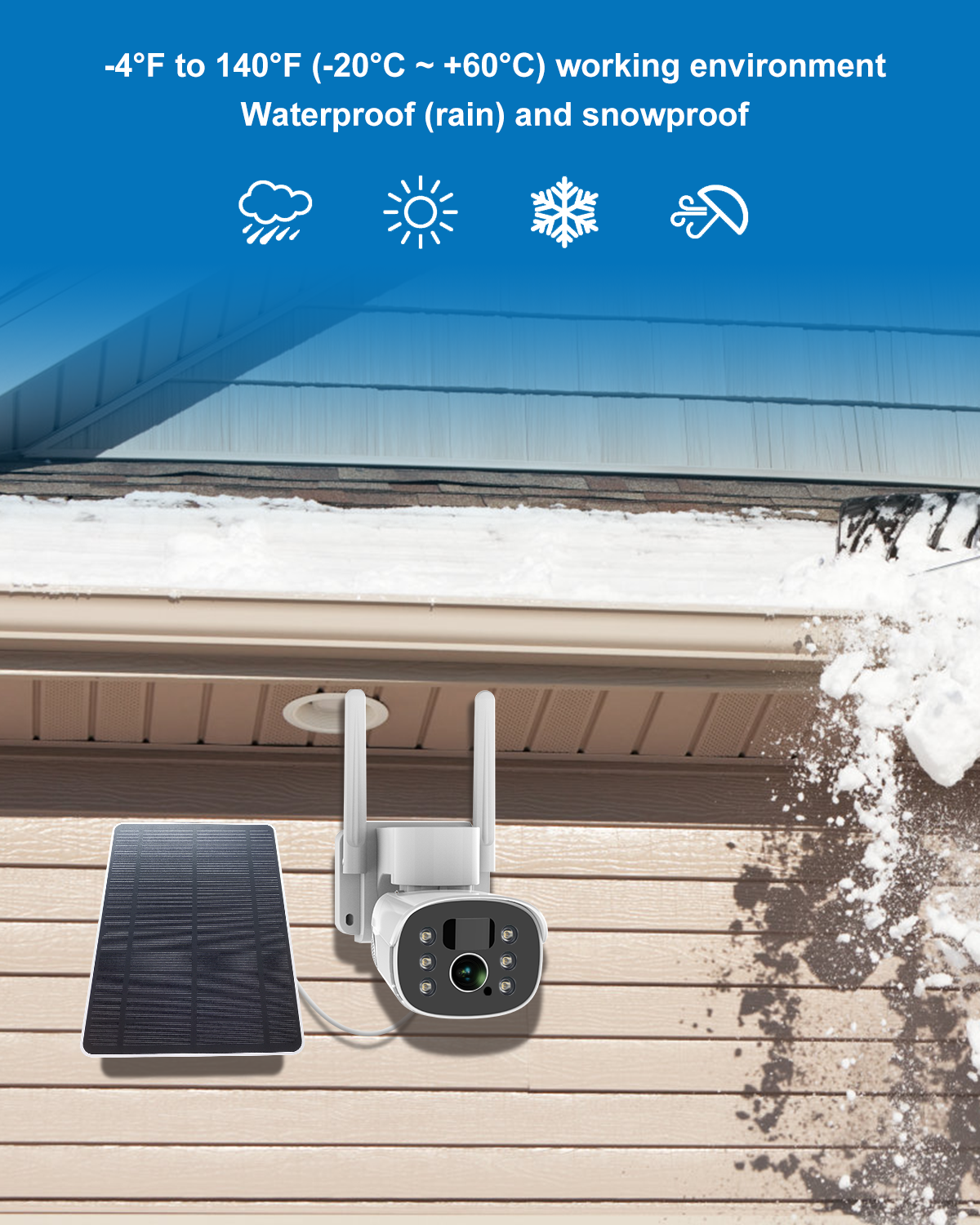 Solar Battery PTZ Bullet Camera Tuya Smart PIR Motion WiFi 2MP CCTV Security IP Camera