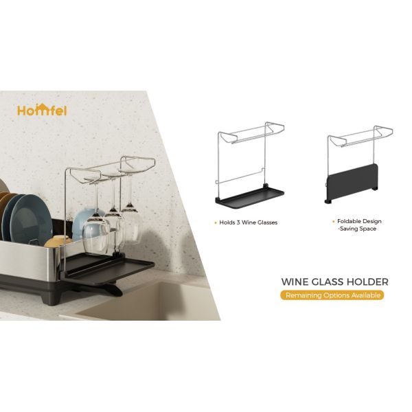 Multifunctional Kitchen Dish Rack Stainless Steel Dish Drainer And Organizer With Cup Holder And Cutlery Holder