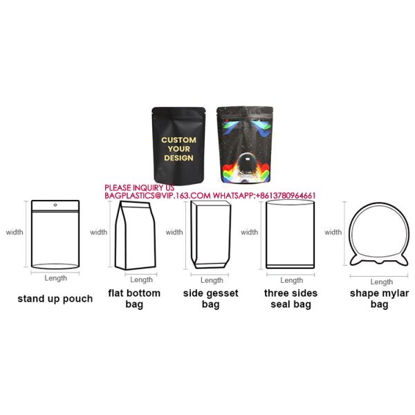 Flat Bottom Pouch with Air Release Valve and Reusable Side Zipper Kraft Paper Coffee Bag