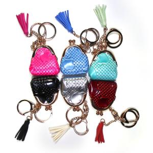 China Light Blue Small Coin Bag Keychain Gold Plating For Souvenirs on sale