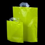 Solid Color Custom Logo Reusable Shopping Bags , Plastic Soft Loop Handle Bag