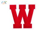 Felt Fabric Custom Chenille Patches , Red Letter Patches With Laser Cut Border