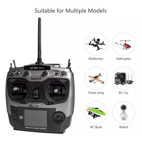 AT9S PRO 10/12 Channels 2.4GHz RC Radio Transmitter and Receiver R9DS Remote Controller for Fpv Racing Drone
