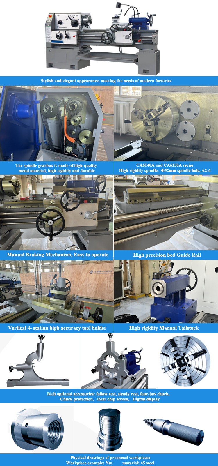 SMTCL Horizontal Lathe Machine 1.5m Lathe CA6140 CA6150 Engine Turning Manual Lathe