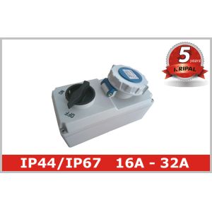 Three phase IP67 Interlocked Switch Socket Industrial Receptacles