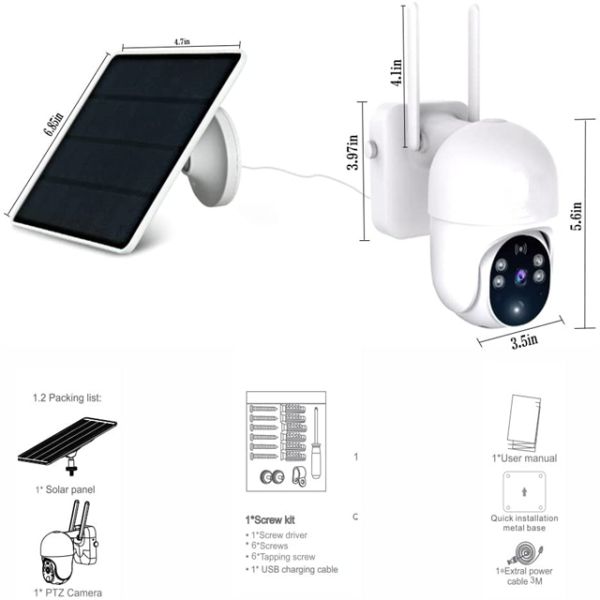 AI PIR 4G Solar Ptz Camera 850nm IR Tuya Smart Camera Wide Angle