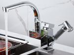 Siliver Black Household Pull Out 360° Pressurized Sprayer Sink Faucet