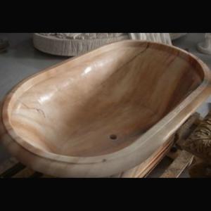 Home deocration pink marble bathtub with polish surface for bathroom,china sculpture supplier