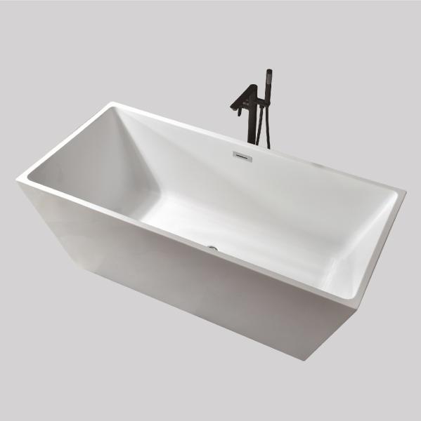 Quality Luxury Acrylic Rectangular Freestanding Tub Soaking Whirlpool Modern 110 lbs for sale