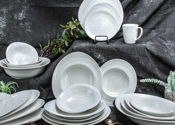 Quality Swirl Emboss 16pc Dinner Set Irregular For Wedding Party for sale