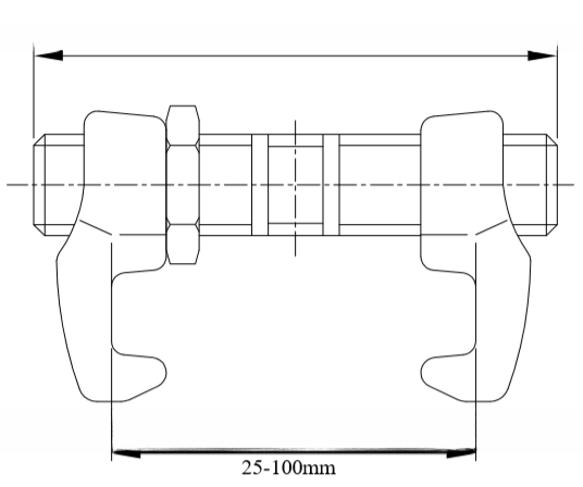 M.B.L Tension 500KN Container Bridge Fitting Container Lashing Parts Adjustable 260mm 380mm