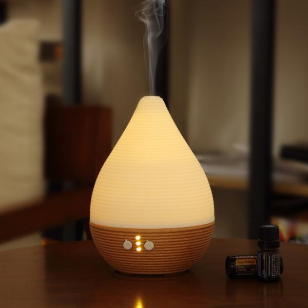 Quality Ceramic Aroma Diffuser Nature Wood 180ml Essential Oil Diffuser With Led Light for sale