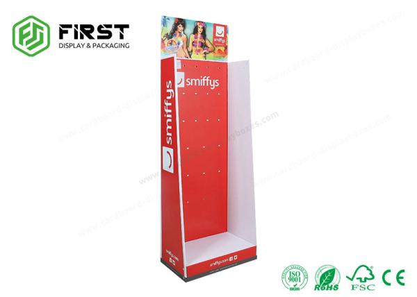 Quality Easy Assembly Cardboard Advertising Stand Customized Floor Display With Plastic Hooks​ for sale