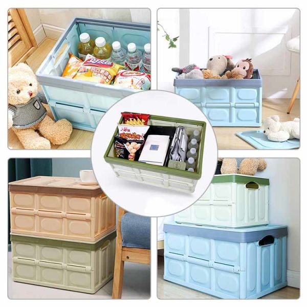 35L Lidded Large Collapsible Plastic Storage Bins Multiscene Leakproof Space Saving