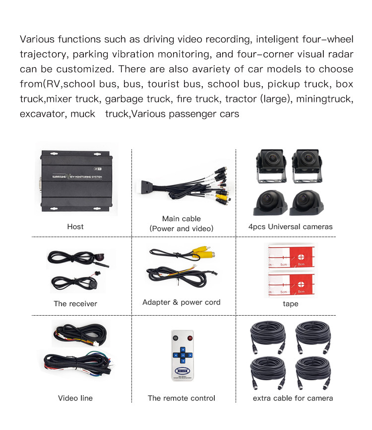 BG-BHT-5000L 170deg Bird View Car Camera VGA Interface Reverse Cam Kit
