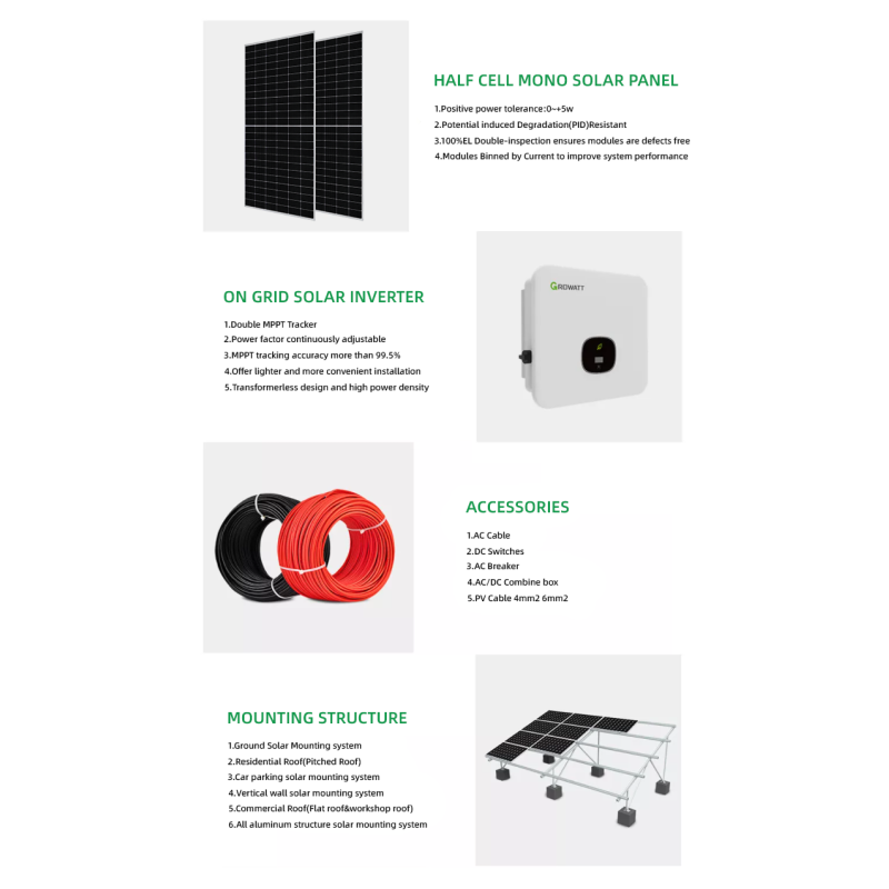 Commercial 5kw 8kw 12kw On-Grid Solar Mounting System Solar Panel System For Home 10kw