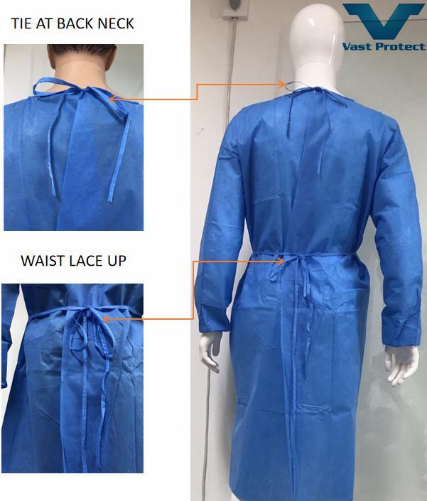 Best Selling Work Clothes Waterproof Breathable Disposable SMS Isolation Gown