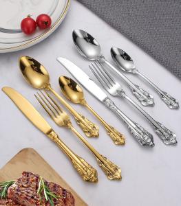 China NC888 Royal gold Cutlery Set Stainless Steel wedding Flatware Set forged  whole series on sale