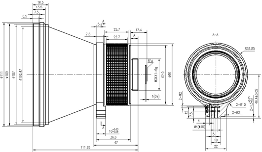 AM100L 5M Manual Uncooled Thermal Lens 100mm IR camera module