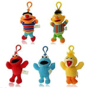 China Cute Sesame Street Plush Stuffed Toys with Hook keychain toys on sale